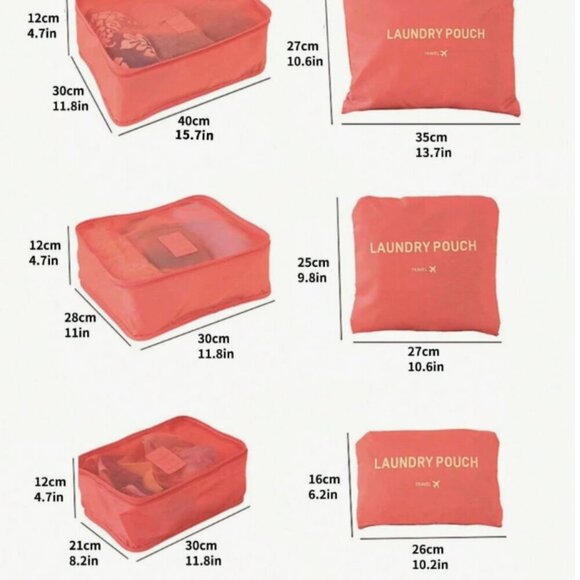 Packing Cubes for Travel 6 Piece Bags Watermelon Color NWT - Picture 4 of 5